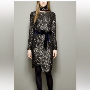 3.1 Phillip Lim Silk Asymmetrical Faux Wrap Circle Sequins Pencil Dress NWOT 6